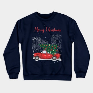 Christmas tree and gifts in a red car! - Happy Christmas and a happy new year! - Available in stickers, clothing, etc Crewneck Sweatshirt